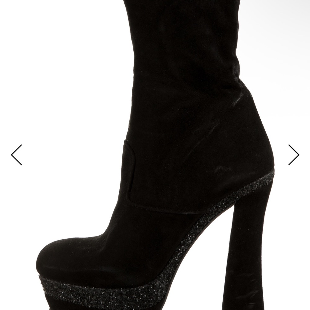 Miu Miu Black Suede Platform Block-Heel Boots